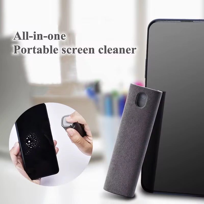 2-in-1 Screen Cleaning Spray with Built-in Microfiber Cloth – Portable Dust & Fingerprint Remover
