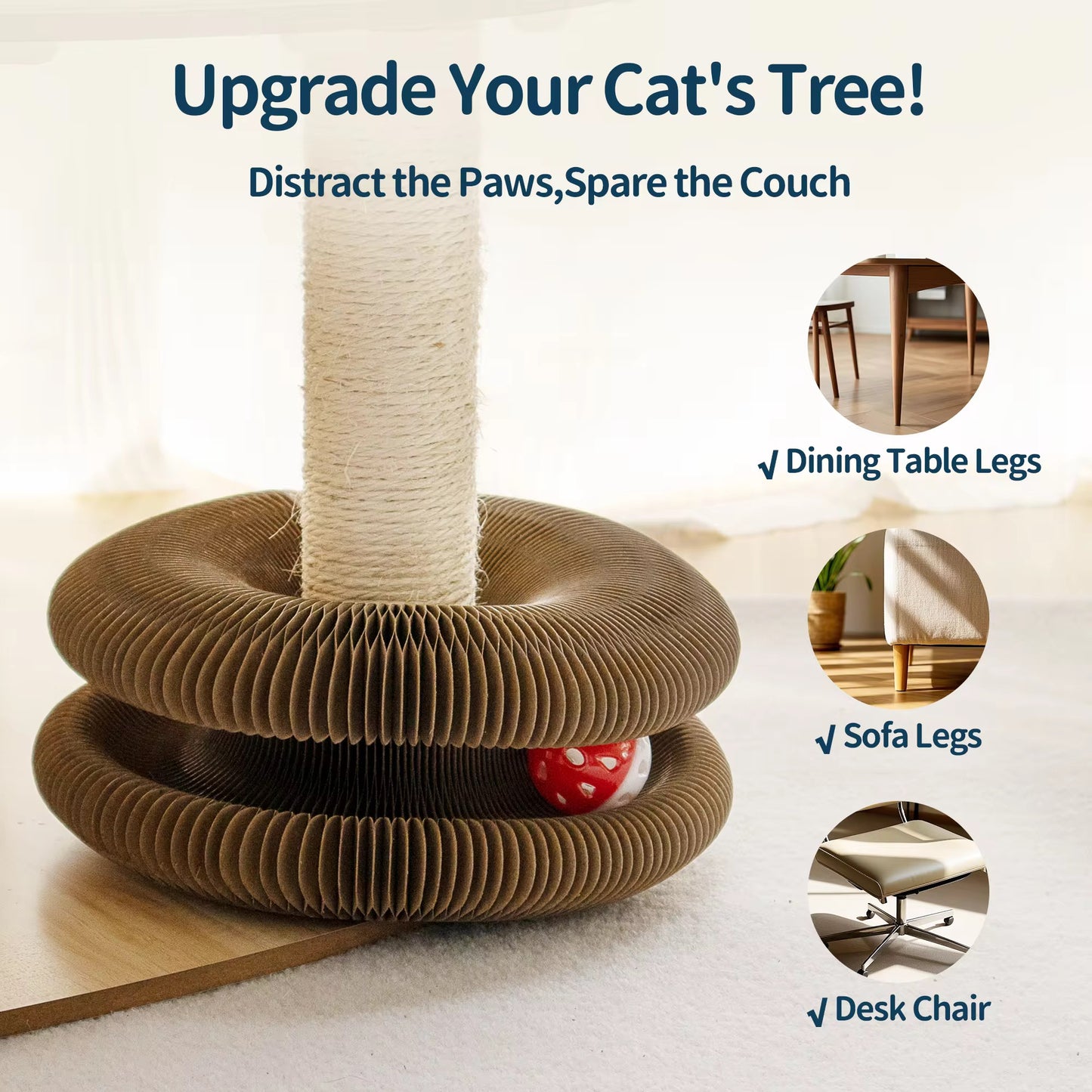 Magical Foldable Cat Scratch Toy with Rolling Balls – Interactive Cat Scratcher