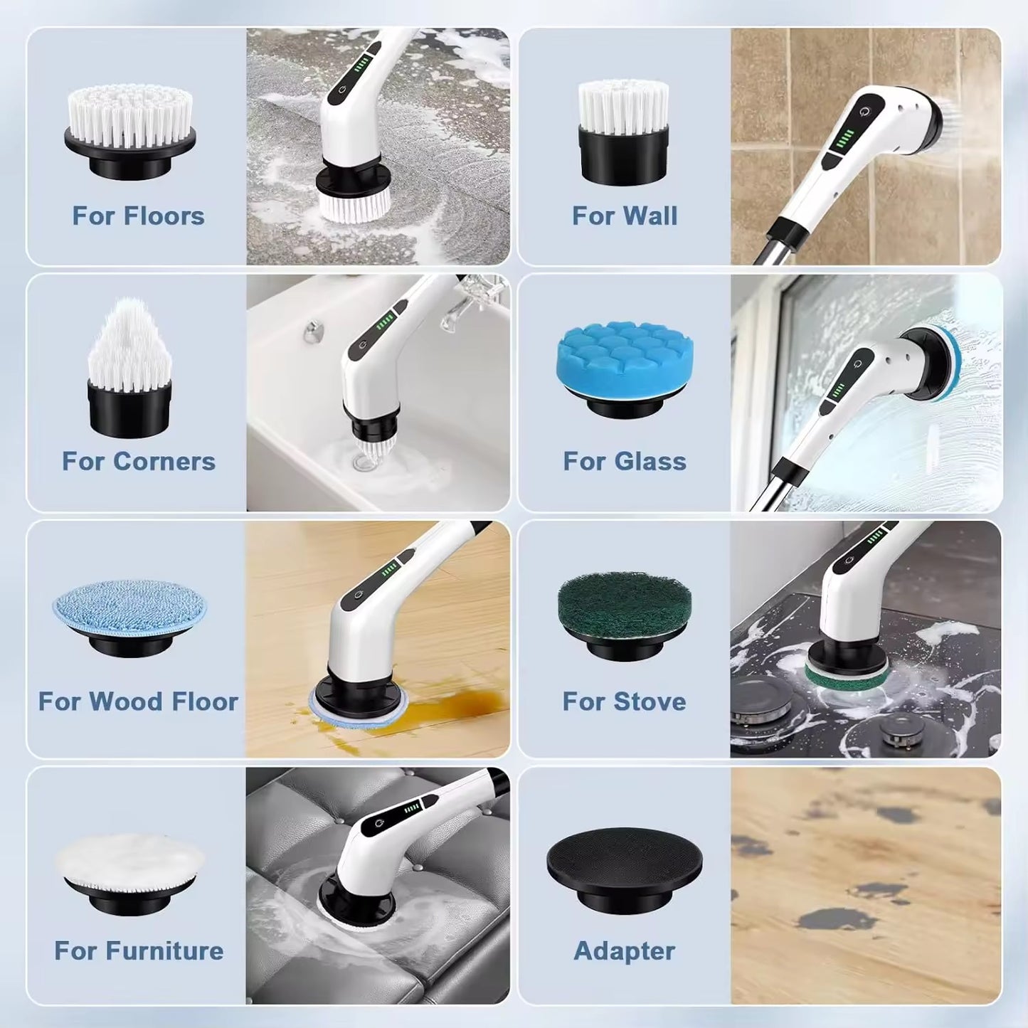 9-in-1 Electric Cleaning Brush – Powerful All-in-One Scrubber for Every Surface