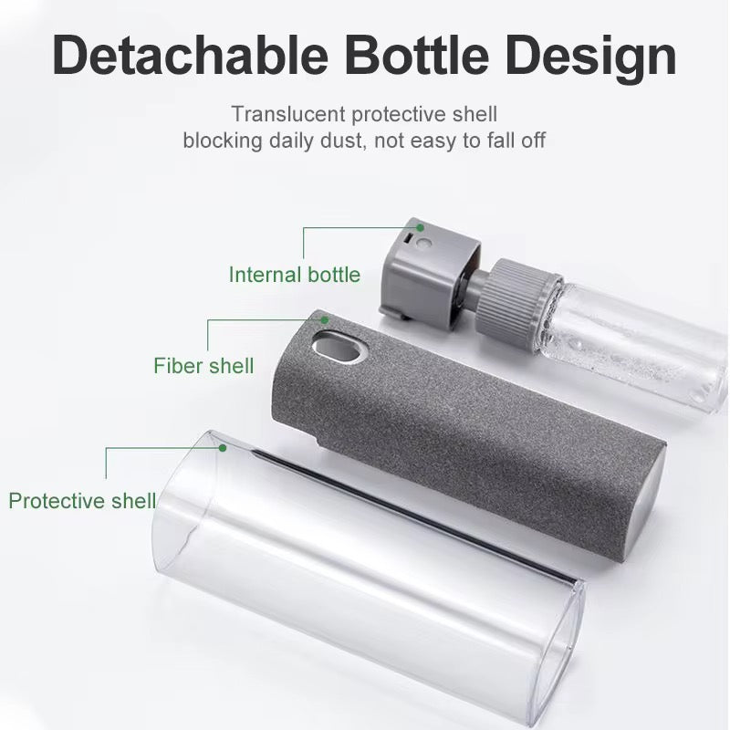 2-in-1 Screen Cleaning Spray with Built-in Microfiber Cloth – Portable Dust & Fingerprint Remover