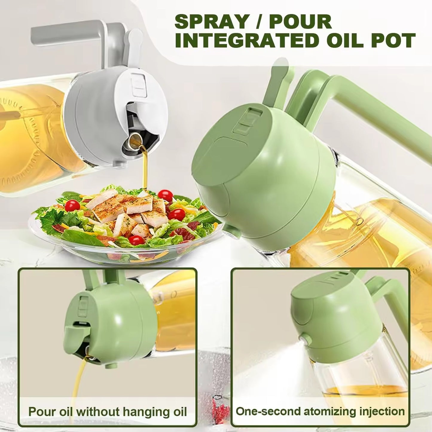 2-in-1 Oil & Vinegar Dispenser – Precision Pour & Spray Bottle for Cooking