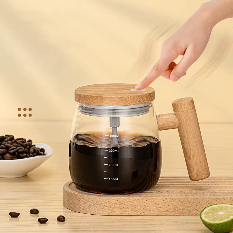 ✨ Premium Wooden French Press Coffee Maker – 400ml | Elegant Glass Brewer with Natural Wood Handle & Lid