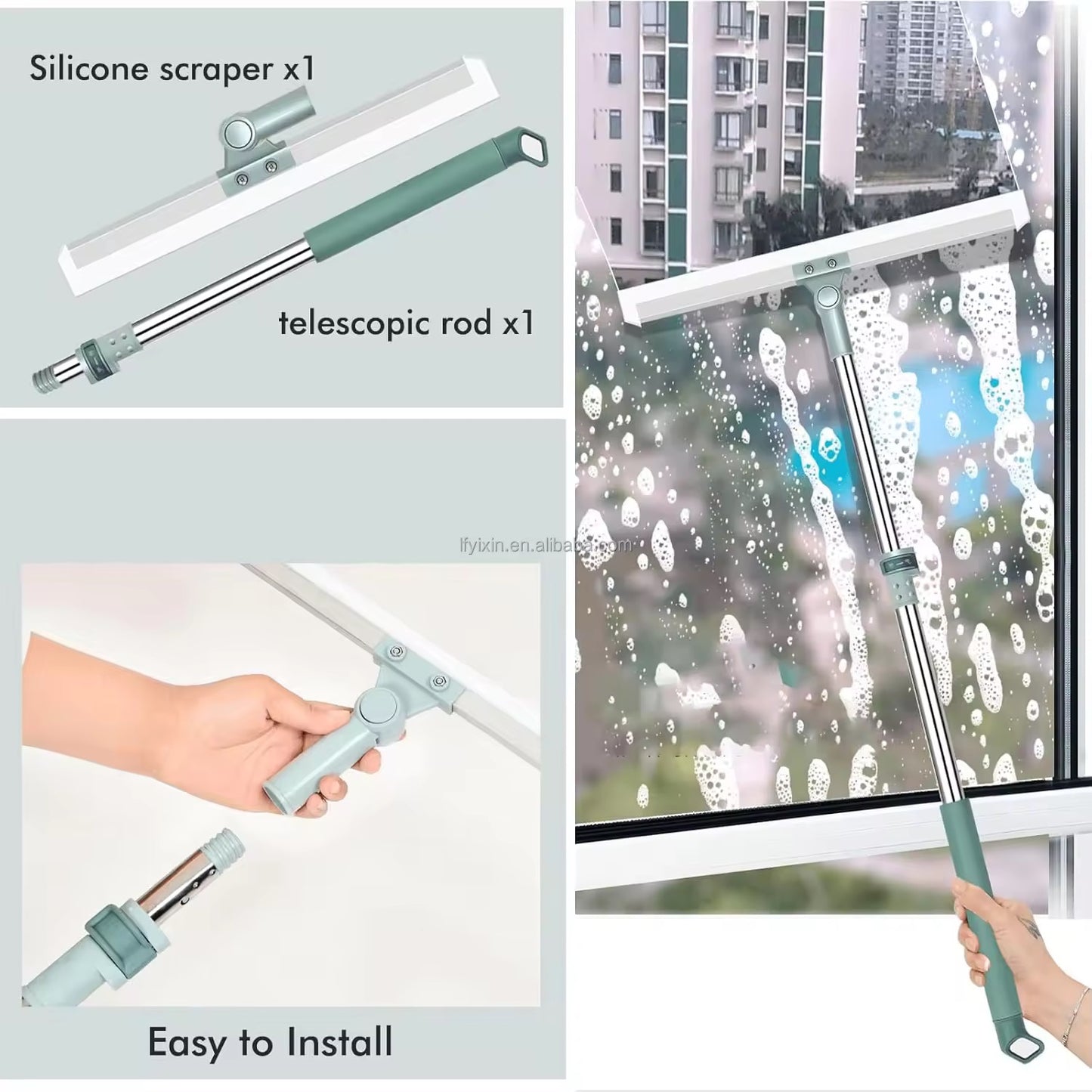 2-in-1 Silicone Floor Squeegee Mop – No Hair, No Dirt, Just Clean Floors!