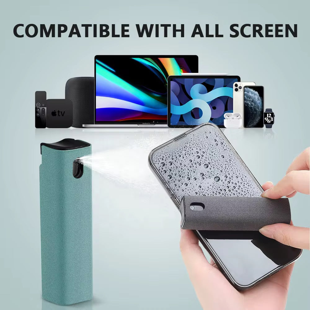 2-in-1 Screen Cleaning Spray with Built-in Microfiber Cloth – Portable Dust & Fingerprint Remover