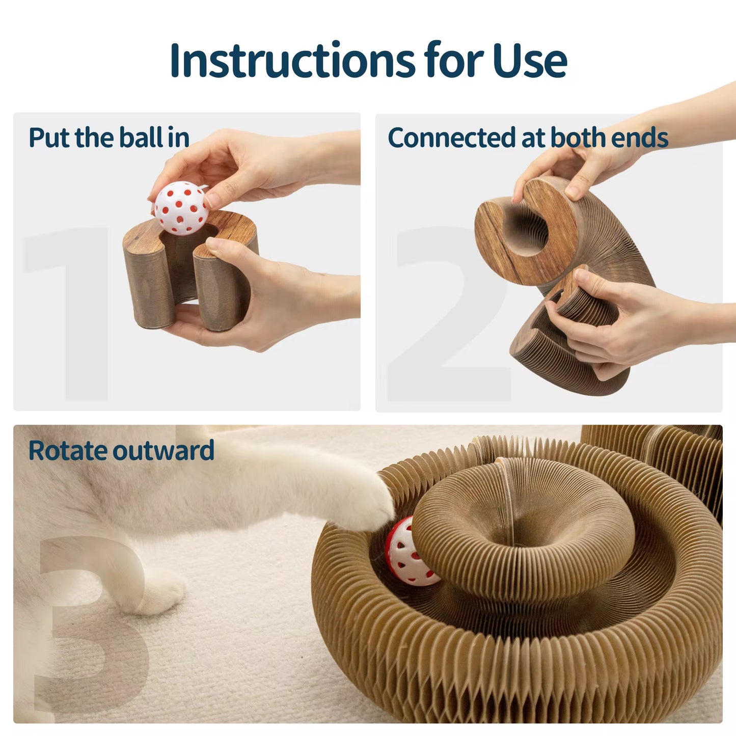Magical Foldable Cat Scratch Toy with Rolling Balls – Interactive Cat Scratcher