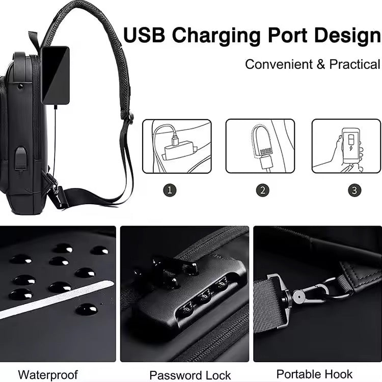 Smart Anti-Theft Sling Bag with USB Charging – Sleek, Secure & Travel-Ready