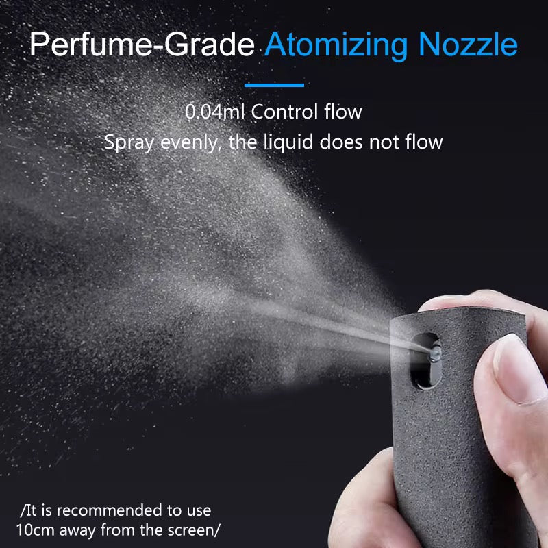 2-in-1 Screen Cleaning Spray with Built-in Microfiber Cloth – Portable Dust & Fingerprint Remover