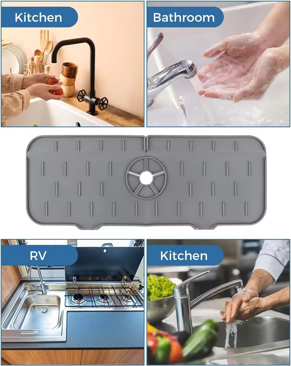 Multifunctional Silicone Sink Splash Guard – With Built-In Organizer